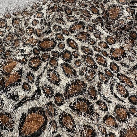 Selene Sport Vintage Leopard Print Shaggy Blouse Womens Large Sheer Button Front - Picture 4 of 7